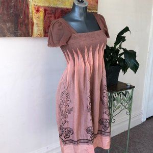 LAPIS rose gold copper embroidered pleated